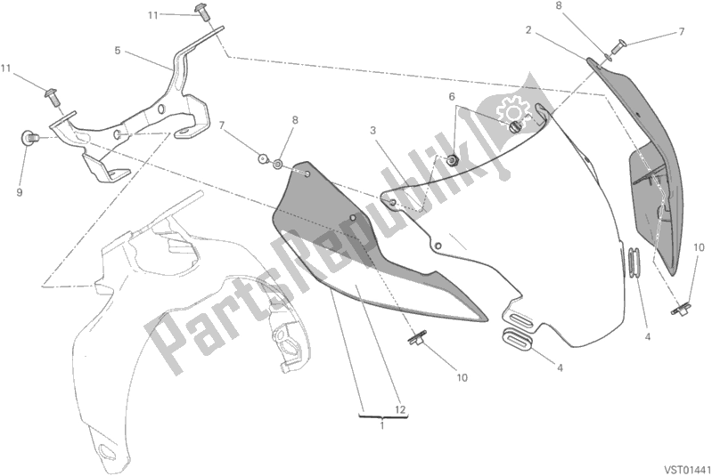 Todas as partes de Capota do Ducati Monster 821 Stripes 2016